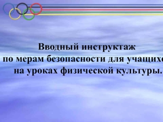 Вводный инструктаж по мерам безопасности для учащихся на уроках физической культуры