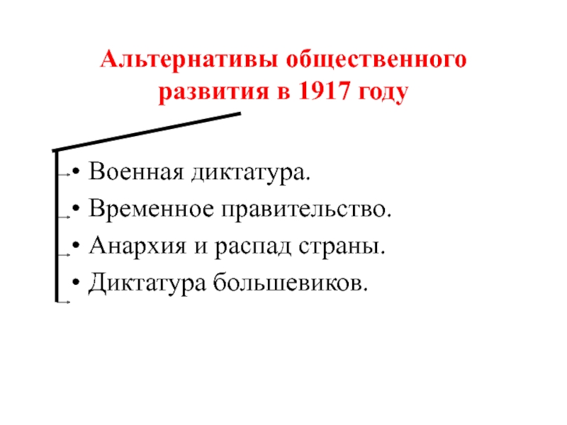 Установление диктатуры временного правительства. Диктатура Большевиков 1917. Альтернативы общественного развития в 1917 году. Альтернативы общественного развития России в 1917 году таблица. Какие были альтернативы развития в 1917 году.
