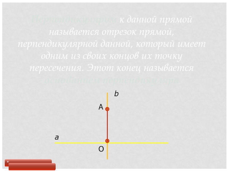 Тогда б. Отрезок перпендикулярный прямой. Пересечение перпендикулярных отрезков. Отрезок перпендикулярен прямой рисунок. Точка пересечения перпендикулярных отрезков.