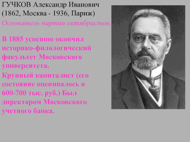 Гучков александр иванович презентация