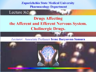 Drugs affecting the afferent and efferent nervous system. Cholinergic drugs