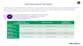 Корпоративный безлимит. Тарифный план от МегаФона по всей России