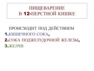 Пищеварение в 12-перстной кишке