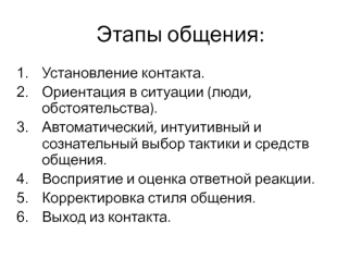 Этапы общения