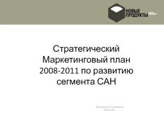 Стратегический Маркетинговый план 2008-2011 по развитию сегмента САН