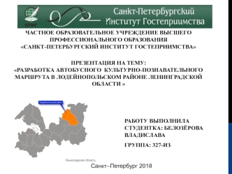 Разработка автобусного культурно-познавательного маршрута в Лодейнопольском районе Ленинградской области