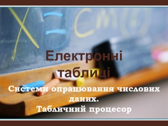 Системи опрацювання числових даних. Табличний процесор