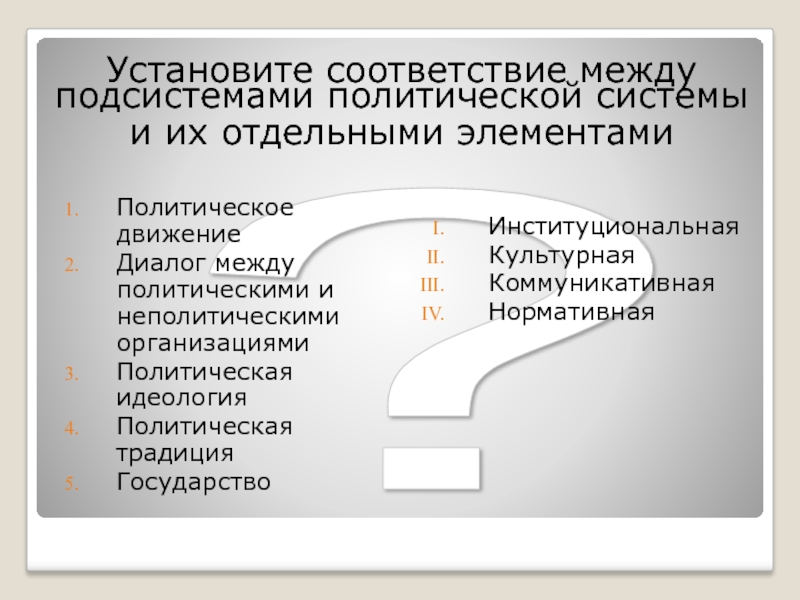 Пример культурной подсистемы политической системы