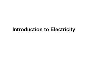 Introduction to electricity