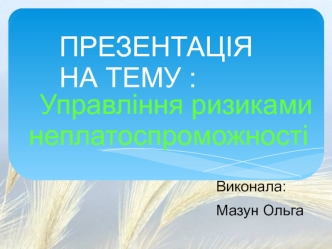 Управління ризиками неплатоспроможності