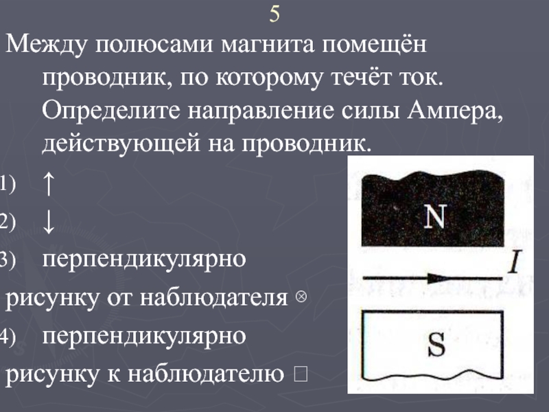 На рисунке изображены два полюса магнита и проводник с током между ними изобразите направление тока