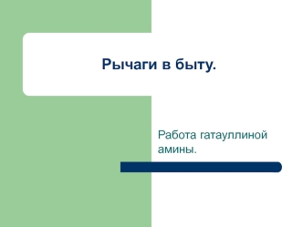 Рычаги в быту. Работа гатауллиной амины