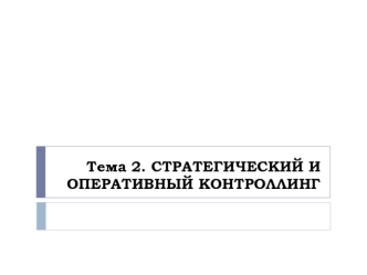 Стратегический и оперативный контроллинг. (Тема 2)