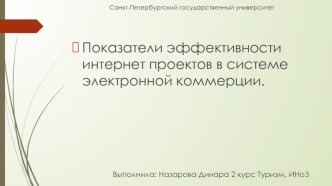 Показатели эффективности интернет-проектов в системе электронной коммерции