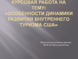 Особенности динамики развития внутреннего туризма США