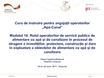 Curs de instruire pentru angajaţii operatorilor „Apă-Canal”