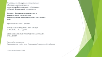 Концепция продвижения бренда г. Ростова-на-Дону