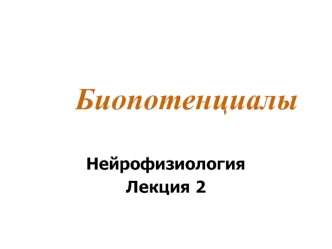 Нейрофизиология. Биопотенциалы. (Лекция 2)