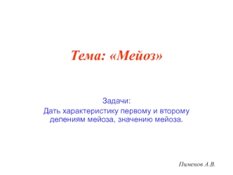 Мейоз. Значение мейоза