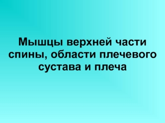 Мышцы верхней части спины, области плечевого сустава и плеча