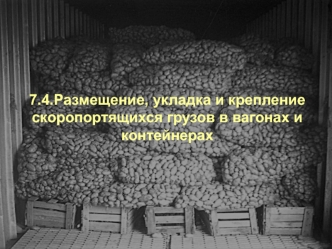 Размещение, укладка и крепление скоропортящихся грузов в вагонах и контейнерах