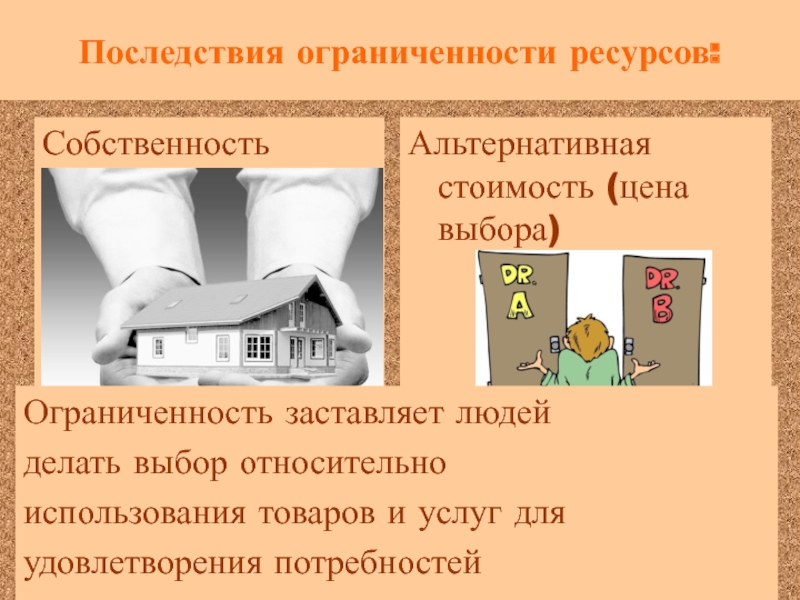 Ресурсы собственности. Последствия ограниченности ресурсов. Выбор и альтернативная стоимость ограниченность ресурсов. Последствия ограниченности. Ограниченность ресурсов и альтернативная стоимость.