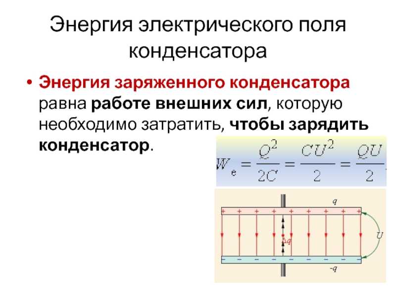 Энергия электрического поля конденсатора