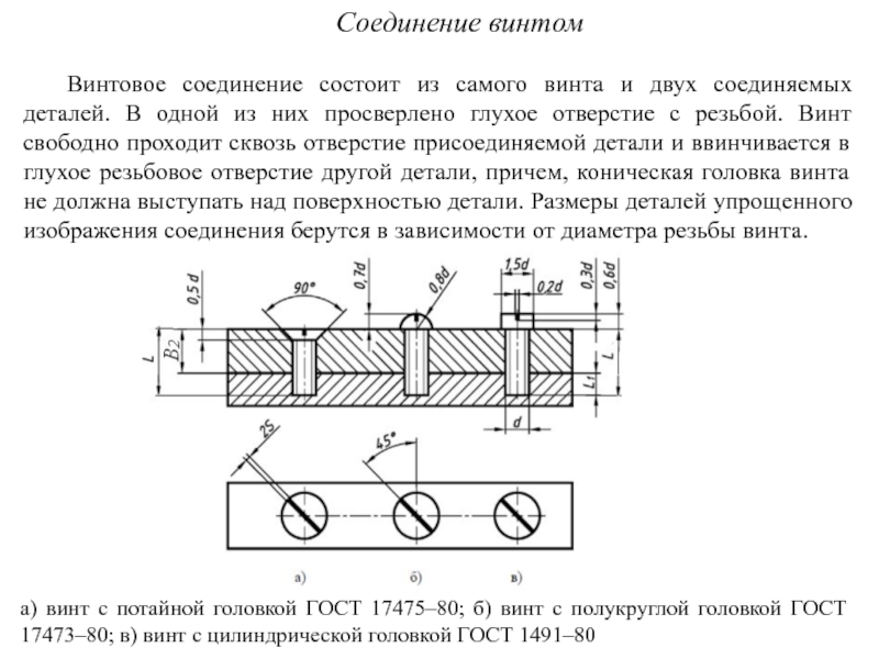 Винтовое соединение чертеж с размерами