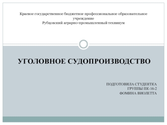 Уголовное судопроизводство