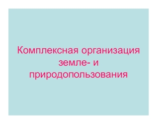 Комплексная организация земле- и природопользования