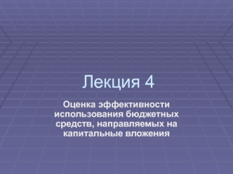 Оценка эффективности использования бюджетных средств, направляемых на капитальные вложения