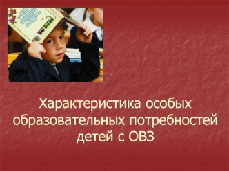 Характеристика особых образовательных потребностей детей с ОВЗ