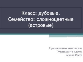 Класс дубовые. Семейство сложноцветные