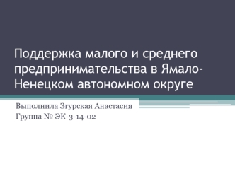 Поддержка малого и среднего предпринимательства в Ямало-Ненецком автономном округе