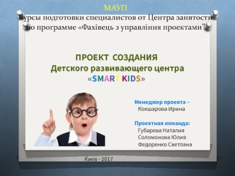 Проект создания детского развивающего центра Smart kids