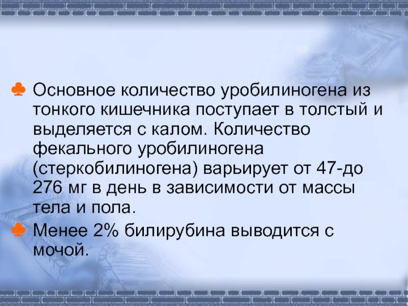 Сколько в сутки с калом выделяются билирубин и стеркобилиноген.