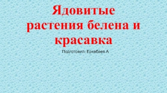 Ядовитые растения белена и красавка