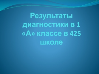 Результаты диагностики в 1 А классе в 425 школе