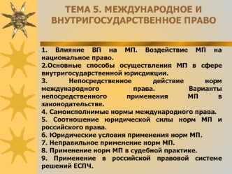 Международное и внутригосударственное право