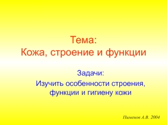 Кожа, строение и функции