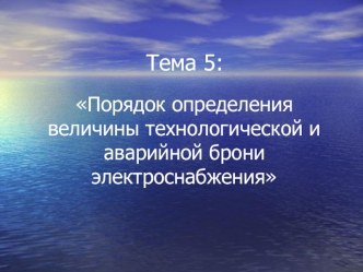 Порядок определения величины технологической и аварийной брони электроснабжения