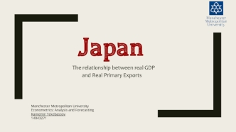 Japan. The relationship between real GDP and real primary exports