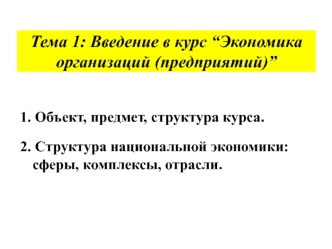 Введение в курс “Экономика организаций (предприятий)”