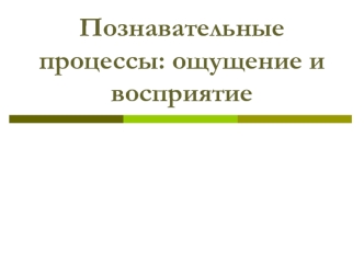 Познавательные процессы: ощущение и восприятие