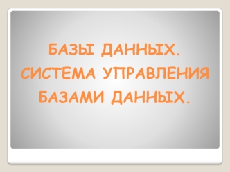 Базы данных. Система управления базами данных