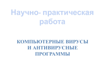 Компьютерные вирусы и антивирусные программы