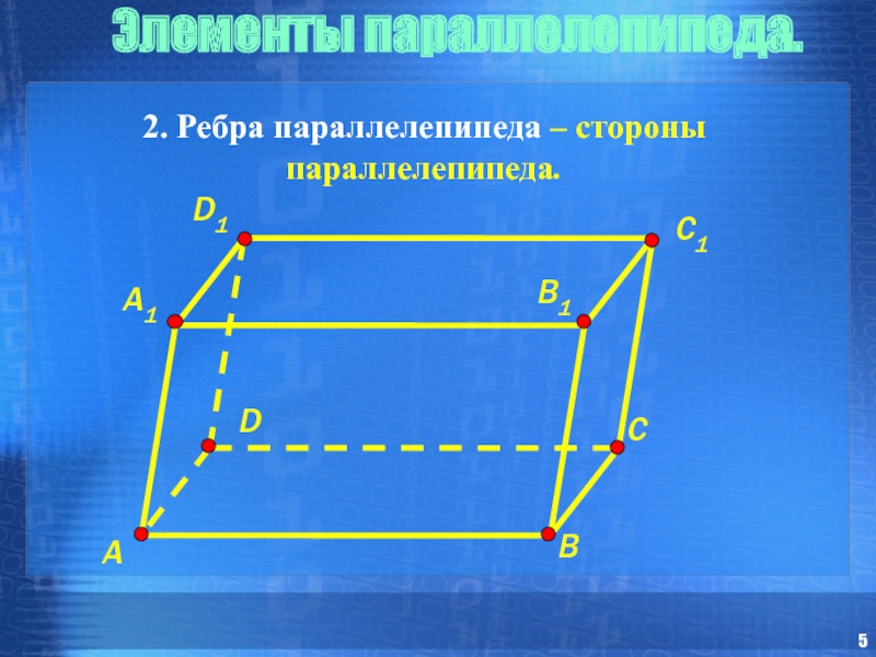 Элементы параллелепипеда. Вершины параллелепипеда. Грани параллелепипеда. Количество вершин параллелепипеда.