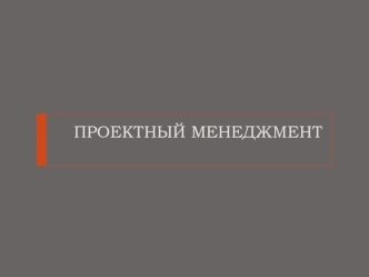 Проектный менеджмент. Введение в управление проектами. Планирование проекта