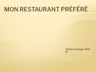 Mon restaurant préféré