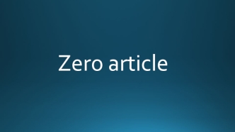 Zero article